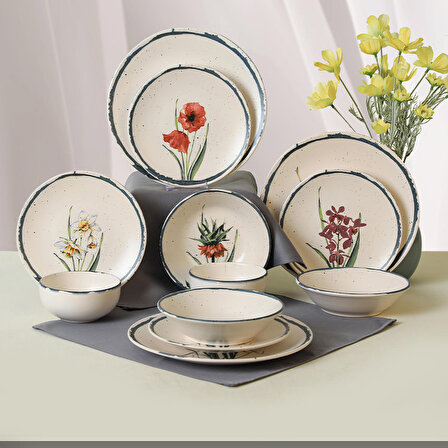 Keramika Anatolian Flowers Yemek Takımı 24 Parça 6 Kişilik - 256/261