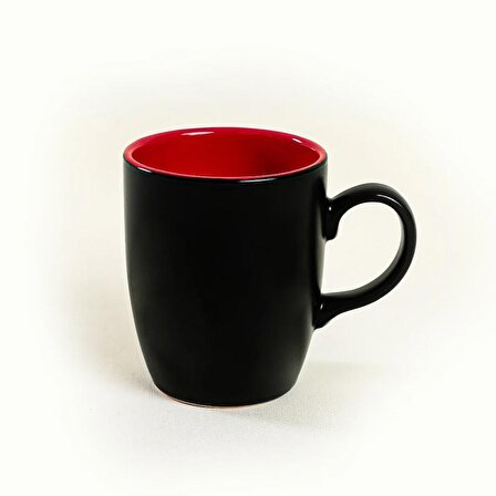 Keramika Mat Siyah/Bayrak Kırmızı Bulut Kupa 9 Cm 6 Adet 956/506