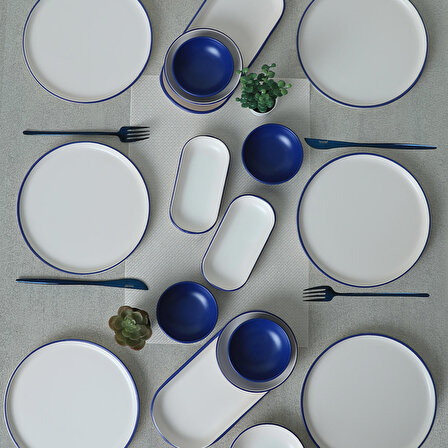 Keramika Line Blue Kahvaltı Takımı 18 Parça 6 Kişilik 20004
