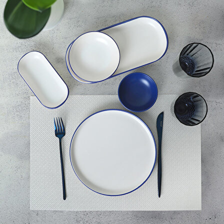 Keramika Line Blue Kahvaltı Takımı 18 Parça 6 Kişilik 20004