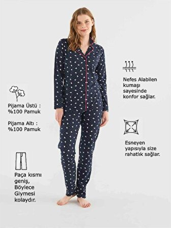 MOD 3790 Boydan ÖN DÜĞMELİ Pijama Takım
