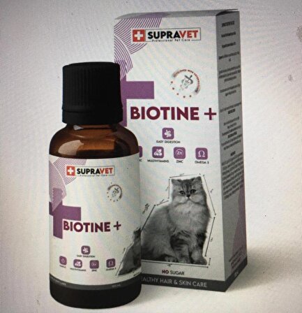 Supravet Plus +B For Cats Biotine Damla 100 ML + Zinc + Multi Vitamin ( Kediler Için Tüy Sağlığı Damlası )