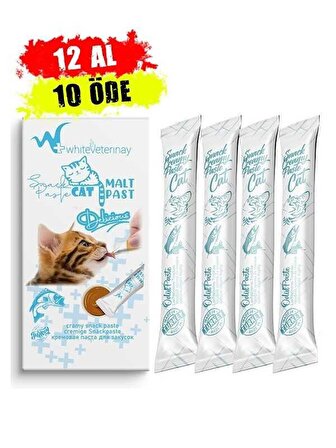 WhiteVeterinay Cat Cream Fish Snack Paste 4x15 Gr ( Kediler için Balıklı Sıvı Ödül Maması ) - 12 ADET