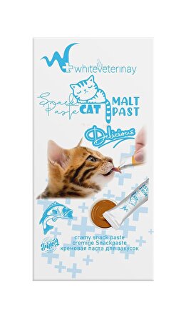 WhiteVeterinay Cat Cream Fish Snack Paste 4x15 Gr ( Kediler için Balıklı Sıvı Ödül Maması )
