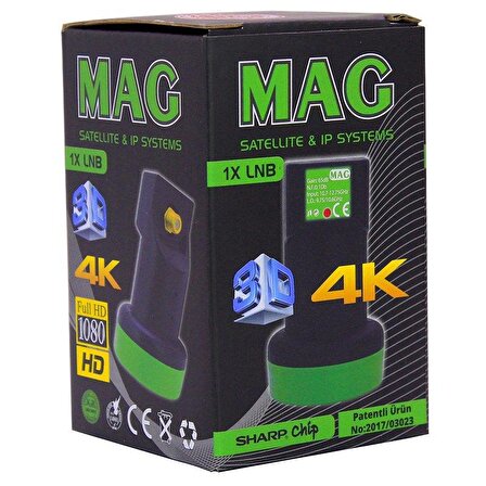 Mag Full HD 4K Ledli Single Tekli LNB 0.1dB