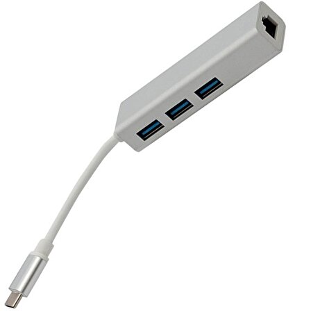 POWERMASTER PM-18229 USB TYPE-C 3.0 3 PORT HUB + GIGABIT ETHERNET ADAPTÖR