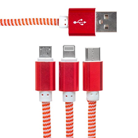 POWERMASTER MICRO USB/TYPE-C/LIGHTNING 2.1A METAL 1.2 METRE ŞARJ VE DATA KABLOSU