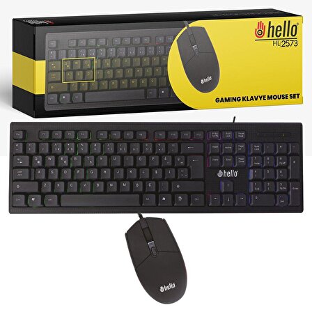 Hello HL-2573 Işıklı Kablolu Oyuncu Klavye + Mouse Combo Set