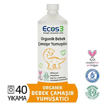 Ecos3 Organik Bebek Çamaşır Yumuşatıcı (1000 Ml - 40 Yıkama)