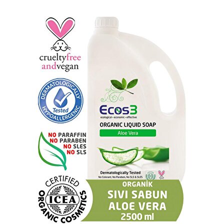 Ecos3 Organik Sıvı Sabun Aloe Vera 2500 ml