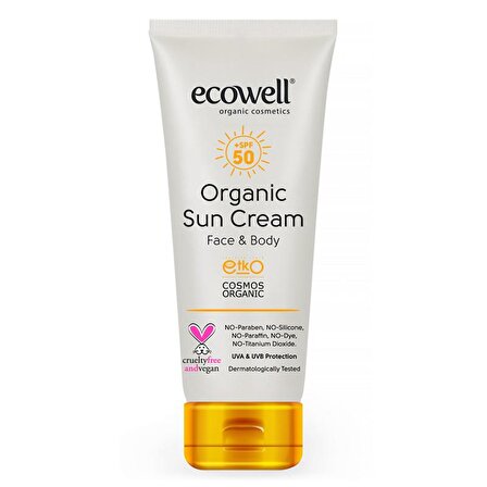 Ecowell Organik Güneş 50 Faktör Tüm Cilt Tipleri İçin Renksiz Güneş Koruyucu Krem 110 ml