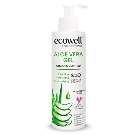 Ecowell Aloe Vera Tüm Cilt Tipleri İçin Aloe Veralı Su Bazlı Yağsız Nemlendirici Yüz Bakım Kremi 200 ml