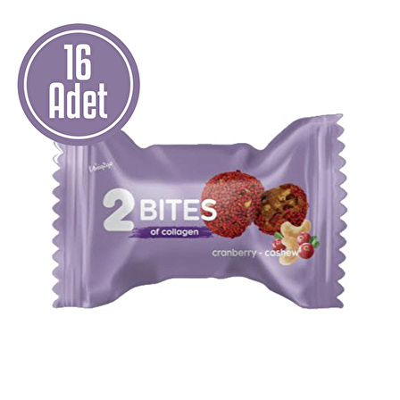 Uniq2go 2 Bites Kolajen Protein Topu 16 Gr 16 Adet - KAJU - KIZILCIK