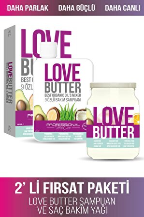 LoveButter Saç Bakım Seti (9 Özlü Saç Bakım Yağı& Saç Bakım Şampuanı)