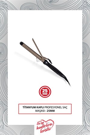 Titanyum Kaplı Profesyonel Saç Maşası 25mm Ve Isıya Dayanıklı Maşa Eldiveni
