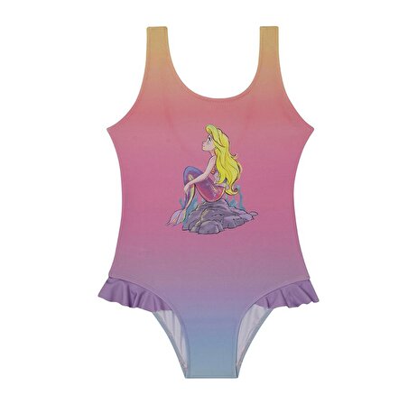 Slipstop Çok Renkli Kız Çocuk Baskılı Mayo SM22110206 Babe Swimsuit
