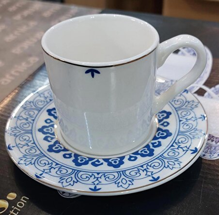 OMS Collection 11116 Mavi Star 6 Kişilik Kahve Fincan Takımı