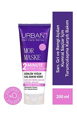 Urban Care Mor Maske 2 Minute Renk Koruyucu Açık Renkli Saçlar İçin Sülfatsız Bakım Yapan Saç Kremi 200 ml