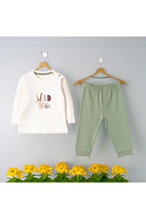 2'li Bebek Baskılı Uzun Kollu Penye Pijama Takımı - %100 Pamuk Organik Set
