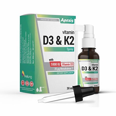 Apexis Vitamin D3&amp;K2 1000IU Oral Sprey 30ml