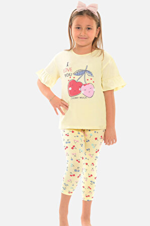 Little Frog Taytlı Kız Çocuk Pijama Takımı Kiraz