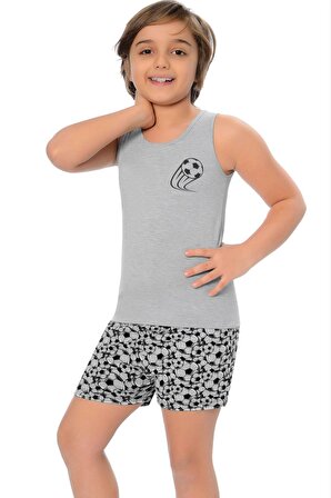 Little Frog Kalın Askılı Şortlu Erkek Çocuk Pijama Takımı Top