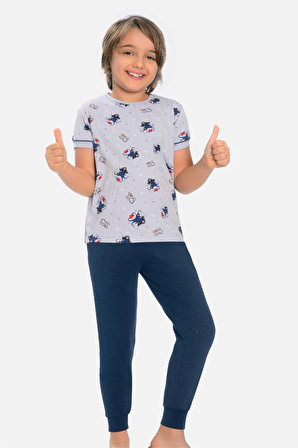 Little Frog Paça Bantlı Erkek Çocuk Pijama Takımı Spor