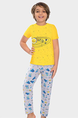 Little Frog Düz Paça Erkek Çocuk Pijama Takımı Uzay