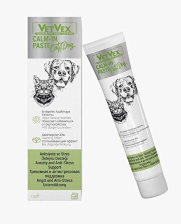 VETVEX CALM-IN PASTA 100 GR KEDİ VE KÖPEKLER İÇİN STRES VE ANKSİYETE AZALTICI , SAKİNLEŞTİRİCİ