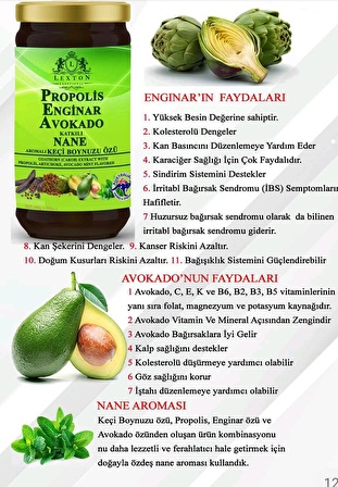 Lexton Enginar Avokado Katkılı Nane Keçi boynuzu Pekmezi 640 G 8680713317682