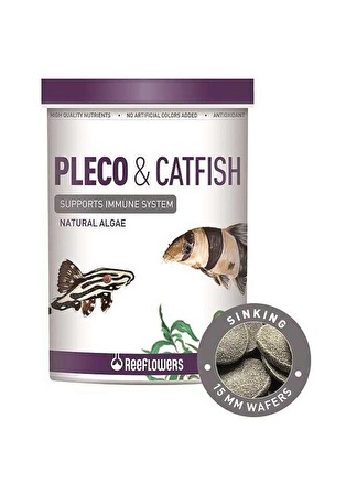 Reeflowers Pleco-Catfish Çöpçü Vatoz Kedi Balık Yemi Hap Form 15mm 1000ml 520gr