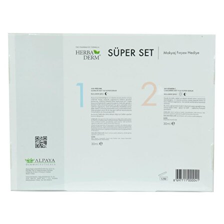 Süper Set Superserum Aha-Peeling 30 ML + Saf Vitamin C 30 ML + Hediye Makyaj Fırçası