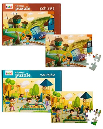 Eolo Şehirde ve Parkta 2'li Puzzle Set 