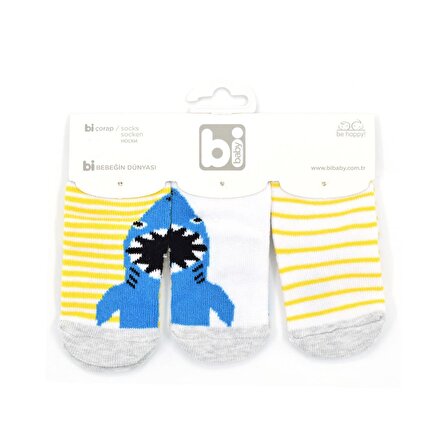 Bibaby Shark 3'lü Bebek Çorabı 68215