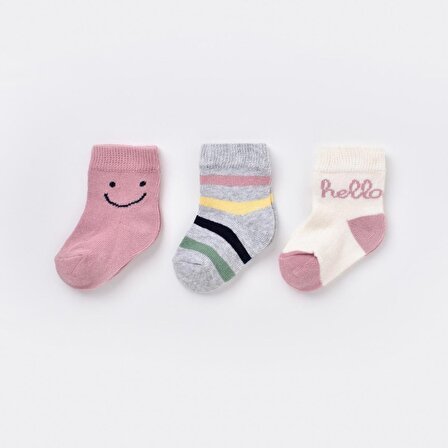 Biorganic Smile 3'lü Kız Bebek Çorabı 68451