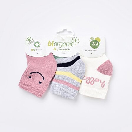 Biorganic Smile 3'lü Kız Bebek Çorabı 68451