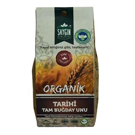 Saygın Organik Tarihi Tam Buğday Unu 750GR %100 Yerli Tohumdan