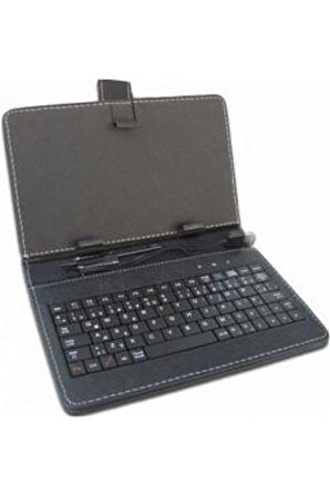 Universal Klavyeli Mikro Usb Girişli Tablet Kılıfı 7'inch Siyah-type-c Dönüştürücü Hediyeli