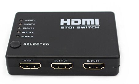 Powermaster 5 port HDMI Switch 5x1 Kumandalı Uyumlu