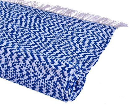 Kustulli Penye Kilim El Dokuması Mavi-Beyaz 70x150 cm K0369 (S1/R21)
