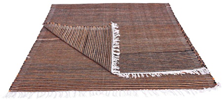 Kustulli Setenay El Dokuması Penye Kilim Turuncu/Siyah 100x200 cm K0683 S1/R15