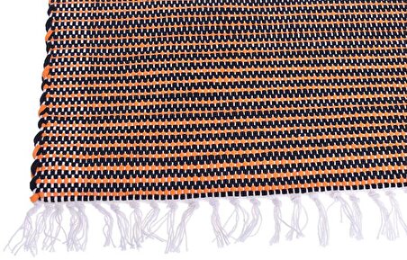 Kustulli Setenay El Dokuması Penye Kilim Turuncu/Siyah 100x200 cm K0683 S1/R15