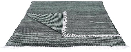 Kustulli Setenay El Dokuması Penye Kilim Yeşil/Siyah 100x200 cm K0691 S1/R13
