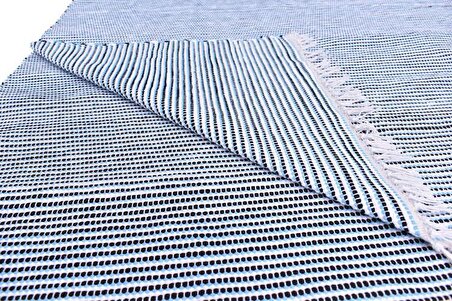 Kustulli Setenay El Dokuması Penye Kilim Mavi/Siyah 100x200 cm K0692 S1/R13