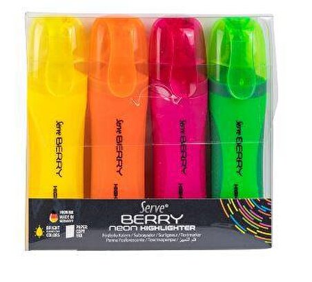 Serve Berry Fosforlu Kalem Neon 4 Lü Set