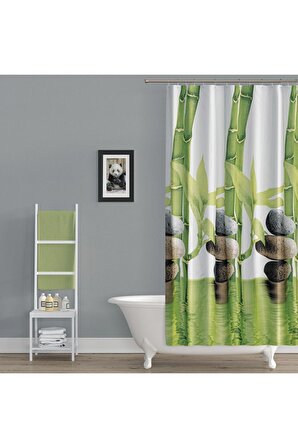 Polyester Kumaş Bamboo Desen Banyo Perdesi