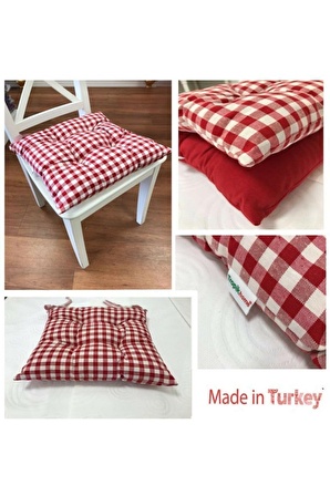 Lüx Pofidik Mavi Sandalye Minderi Özel Dikişli Bağcıklı Minder 35x35cm Kare Sandalye Minderi