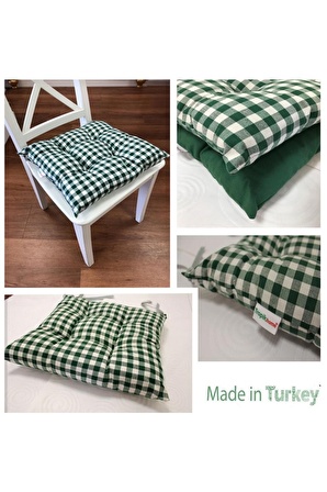 Lüx Pofidik Mavi Sandalye Minderi Özel Dikişli Bağcıklı Minder 35x35cm Kare Sandalye Minderi