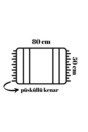 Banyo Paspası Zigzag Desenli Baskılı 50x80 Püsküllü Polyester Kaymaz Tabanlı Duş Paspası