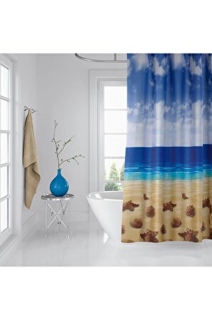 Banyo Perdesi - Tek Kanat Duş Perdesi, Polyester Kumaş Duşakabin Perdesi 180x200 Cm Küvet Perdesi